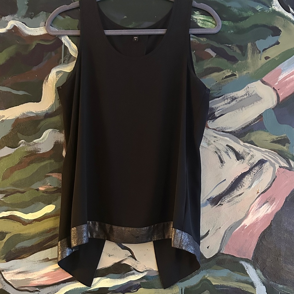 Expires Black Sleeveless Top with Silver Trim and Open Back